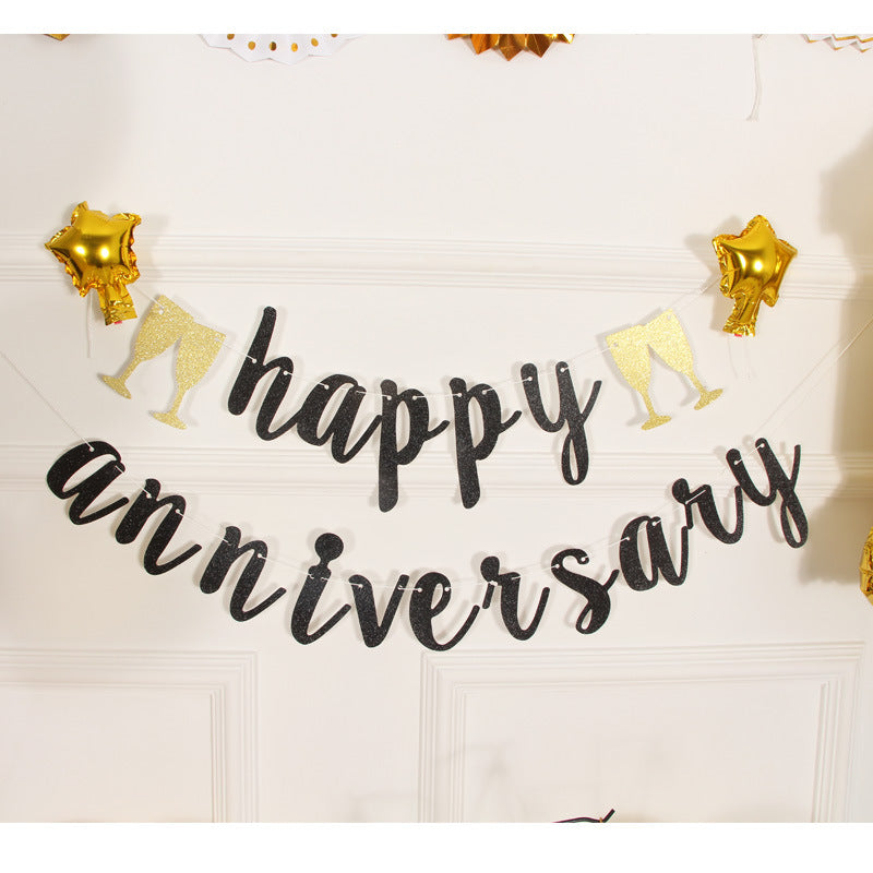 Happy Anniversary Card Banner - Black