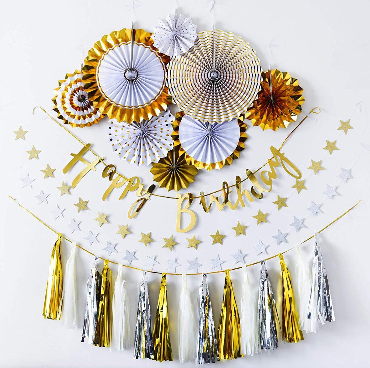 Gold Party Fan Tassel Complete Set
