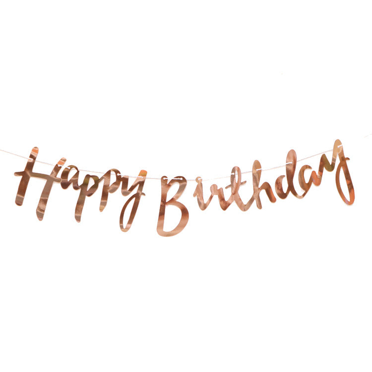 Script Happy Birthday Card Banner - Rose Gold