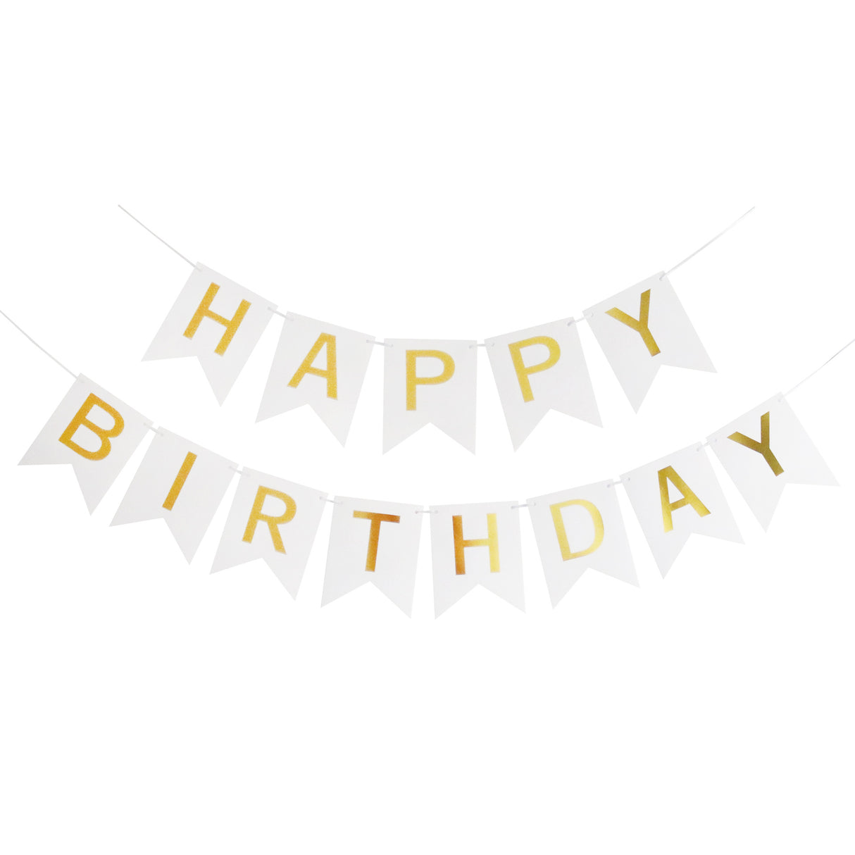 Classic Happy Birthday Banner - White