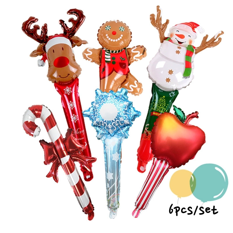 Christmas Handheld Foil Balloon 6pc Set
