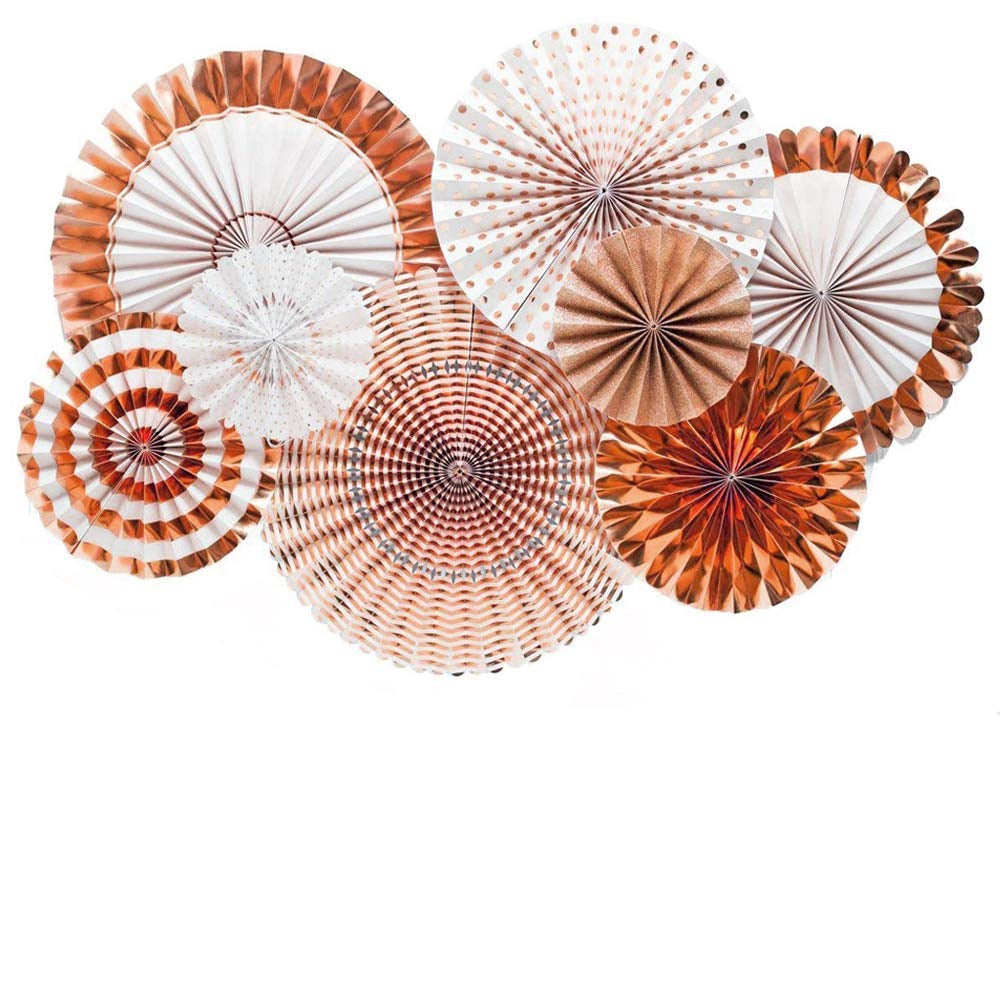 8pcs Party Fan Set - Rose Gold
