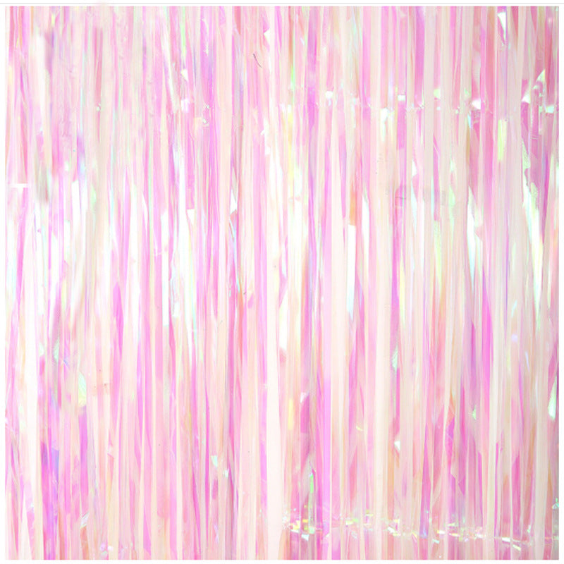 Glossy Tinsel Curtain - Iridescent Neon