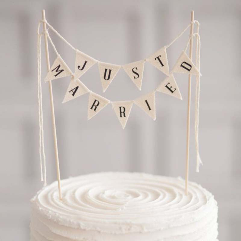Just Married Triangle Banner Wedding Cake topper