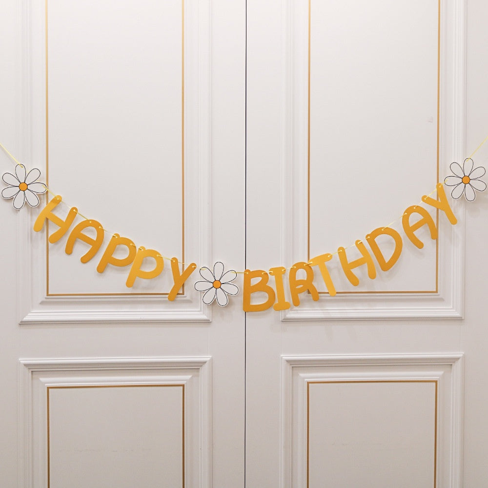 Daisy Happy Birthday Banner - Yellow