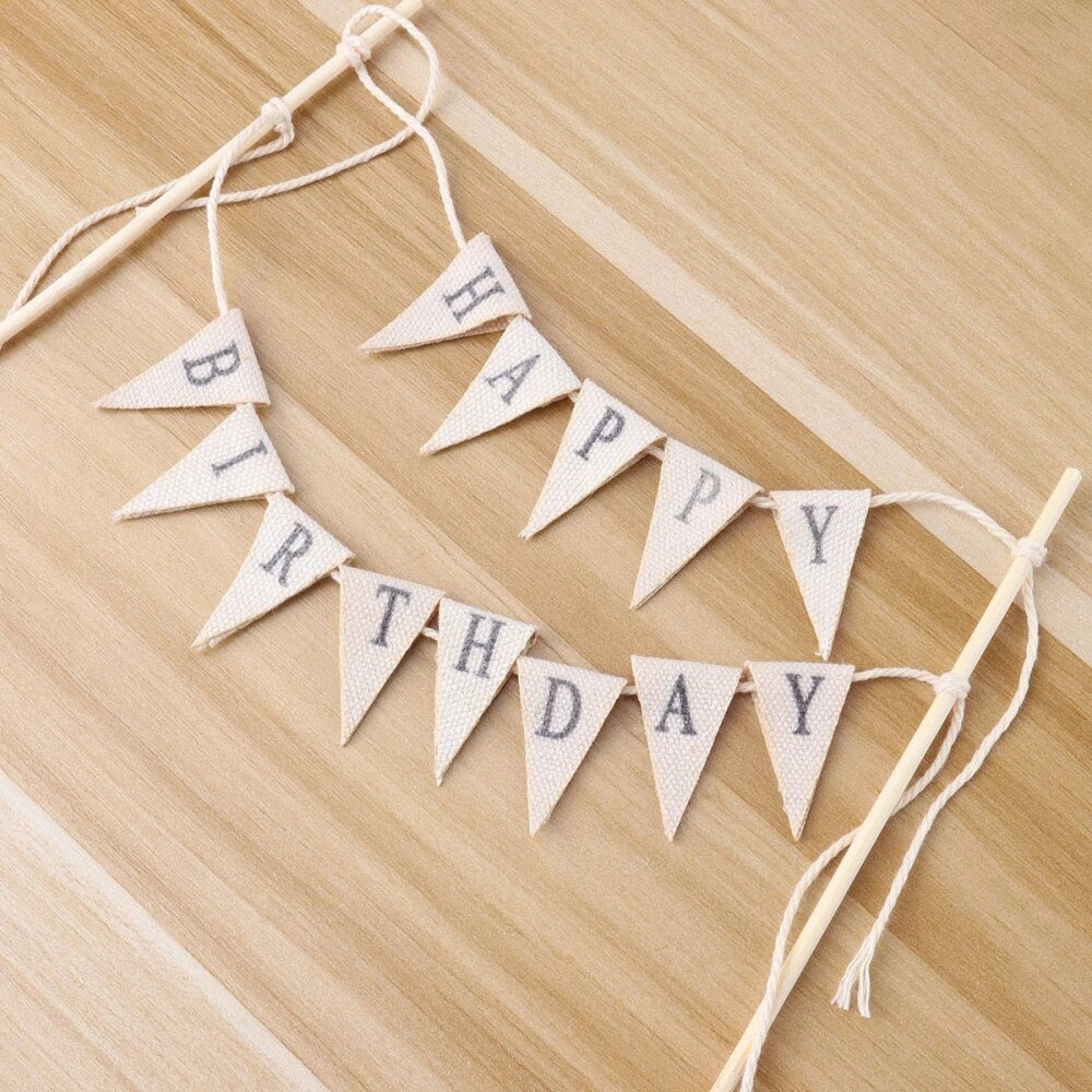 Happy Birthday Triangle Banner Cake topper