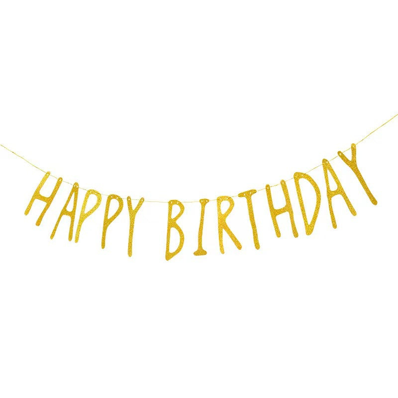 Gold Glitter Happy birthday Banner