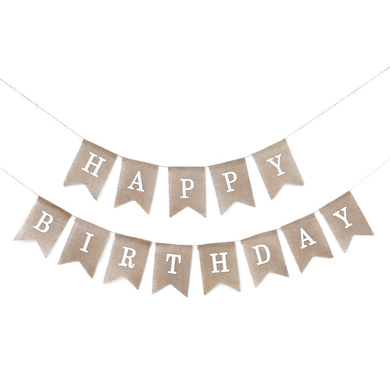 Linen Happy Birthday Banner
