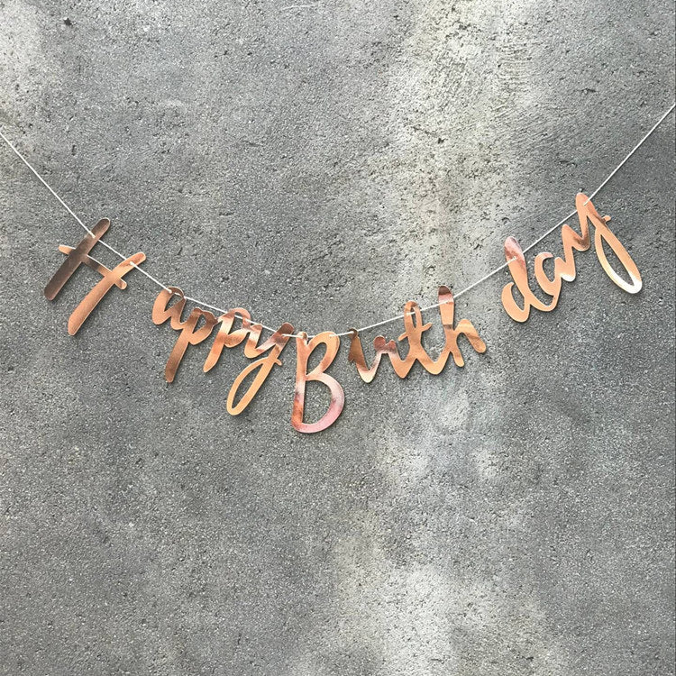 Simple Birthday Decoration Set - Rose Gold