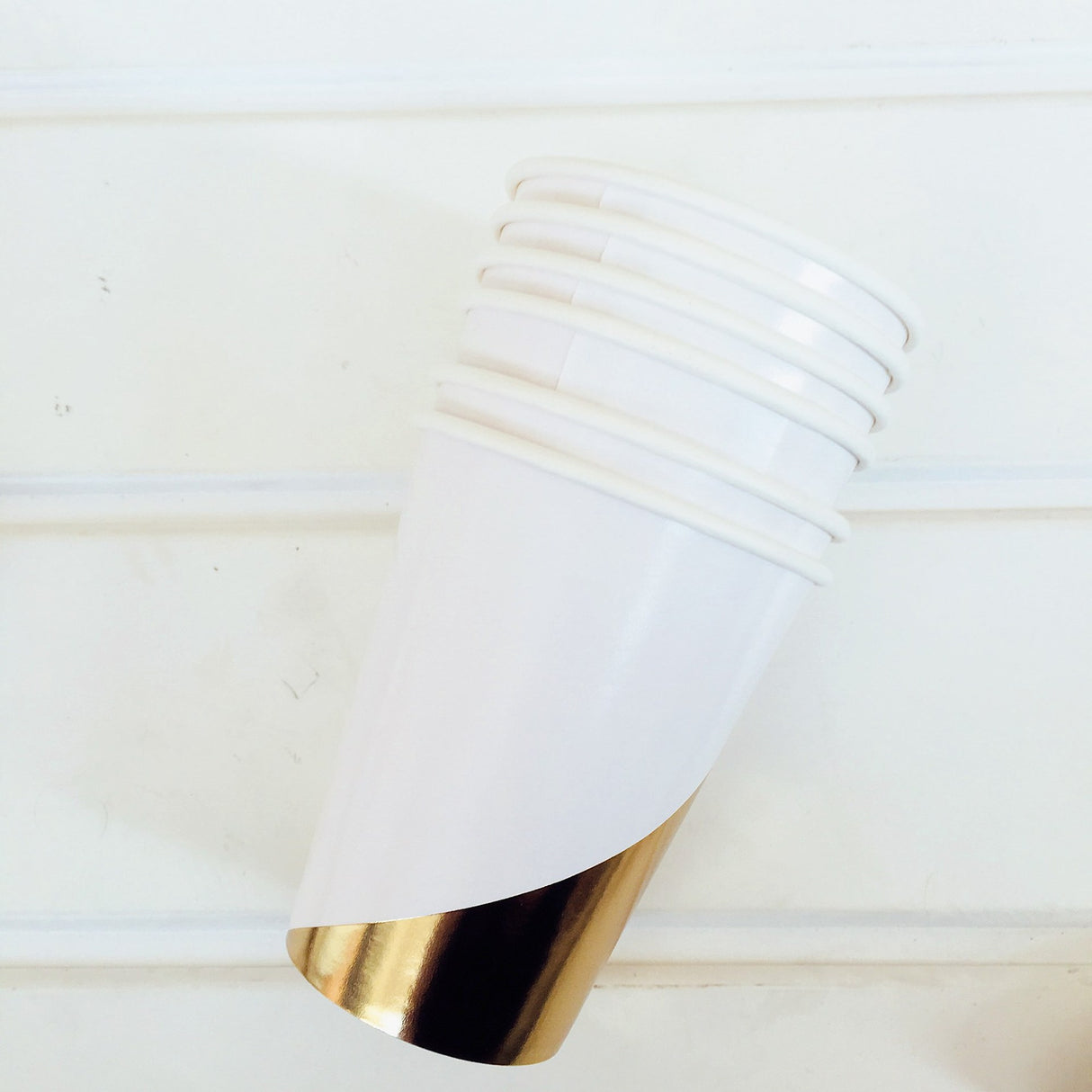 Disposable Paper Plates - Stripe Marble Gold