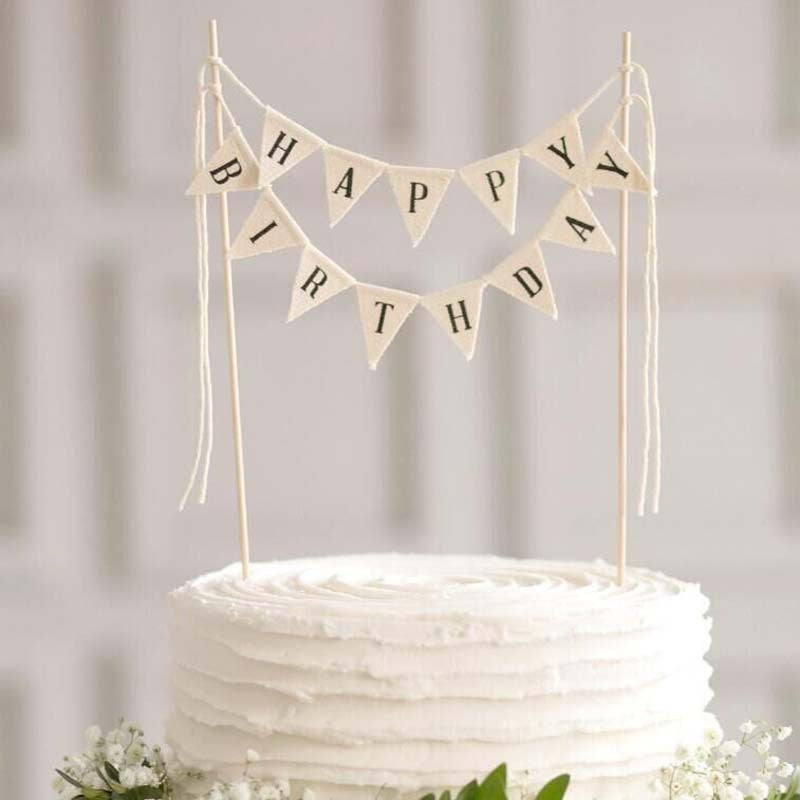 Happy Birthday Triangle Banner Cake topper