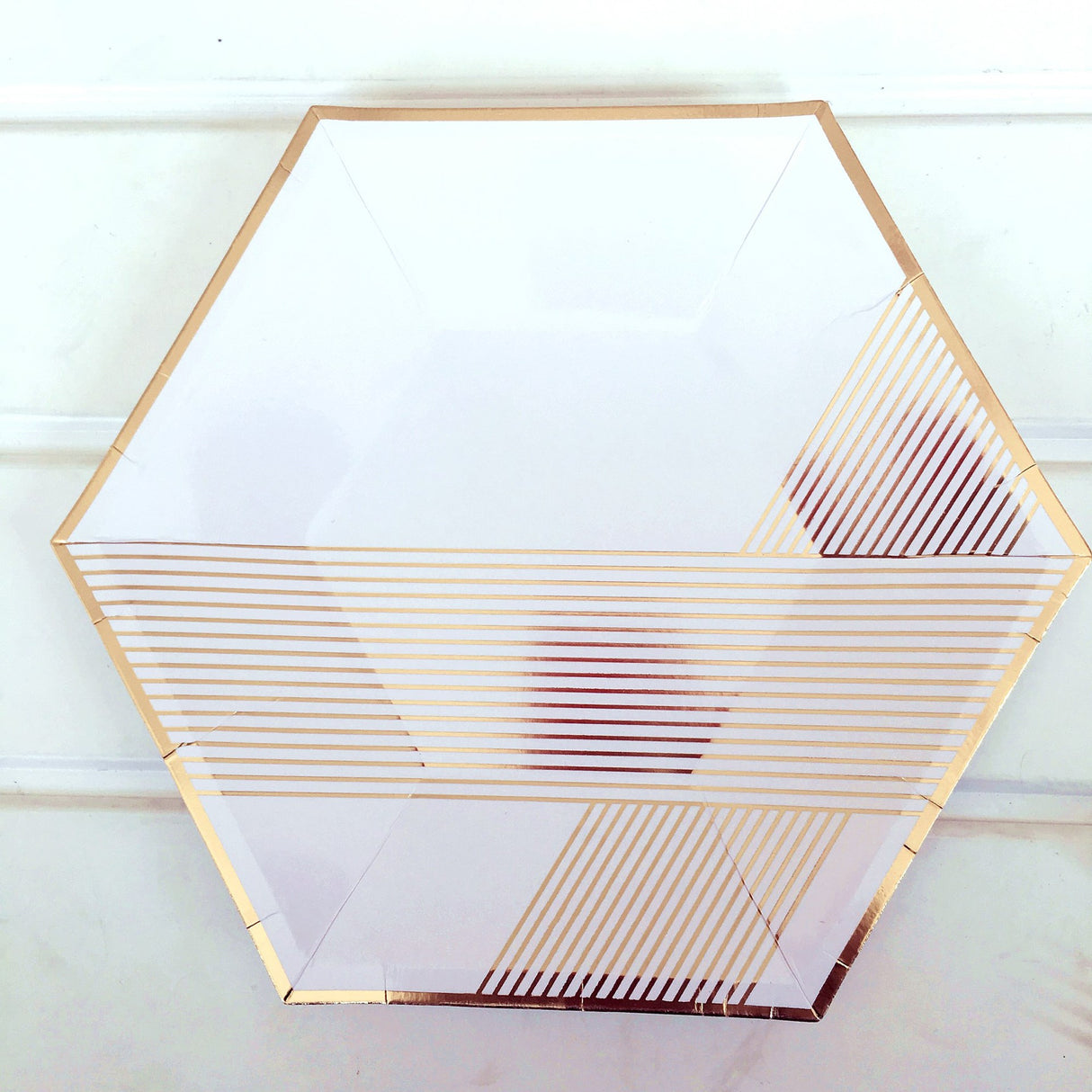 Disposable Paper Plates - Stripe Marble Gold