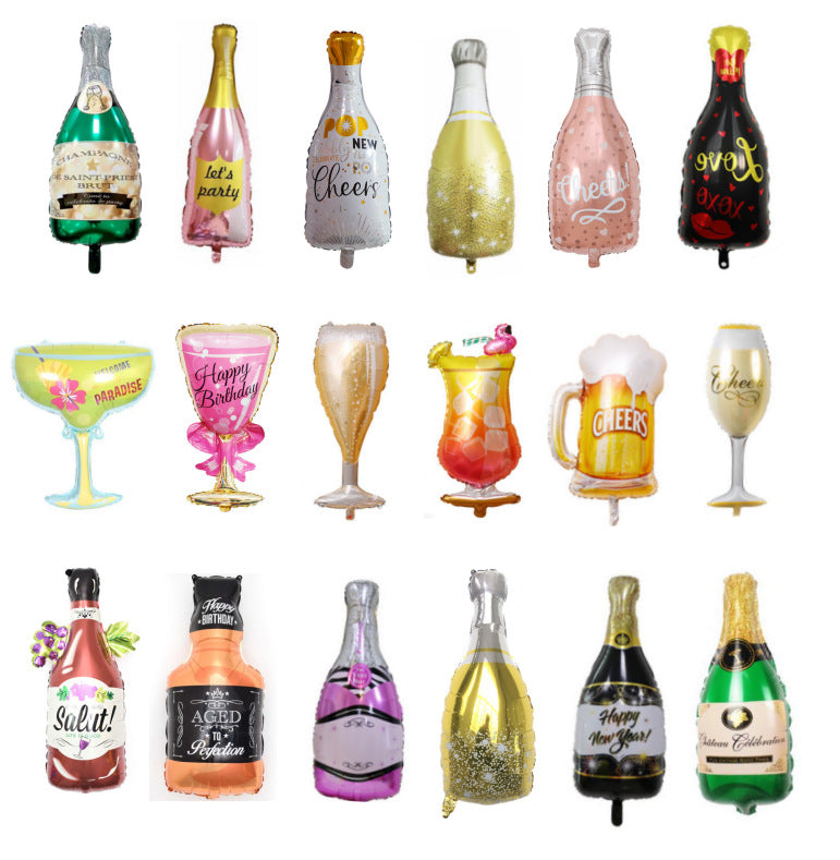 Large Size Alcohol Wine Liquor Glass Foil Balloon