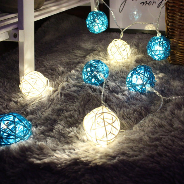 Rattan Ball lights - blue