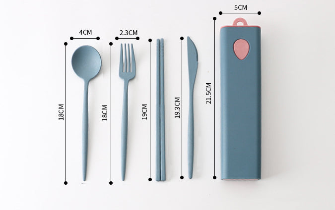 New Edition Wheat Material Simple Cutlery Set with Color Box