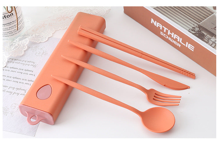 New Edition Wheat Material Simple Cutlery Set with Color Box