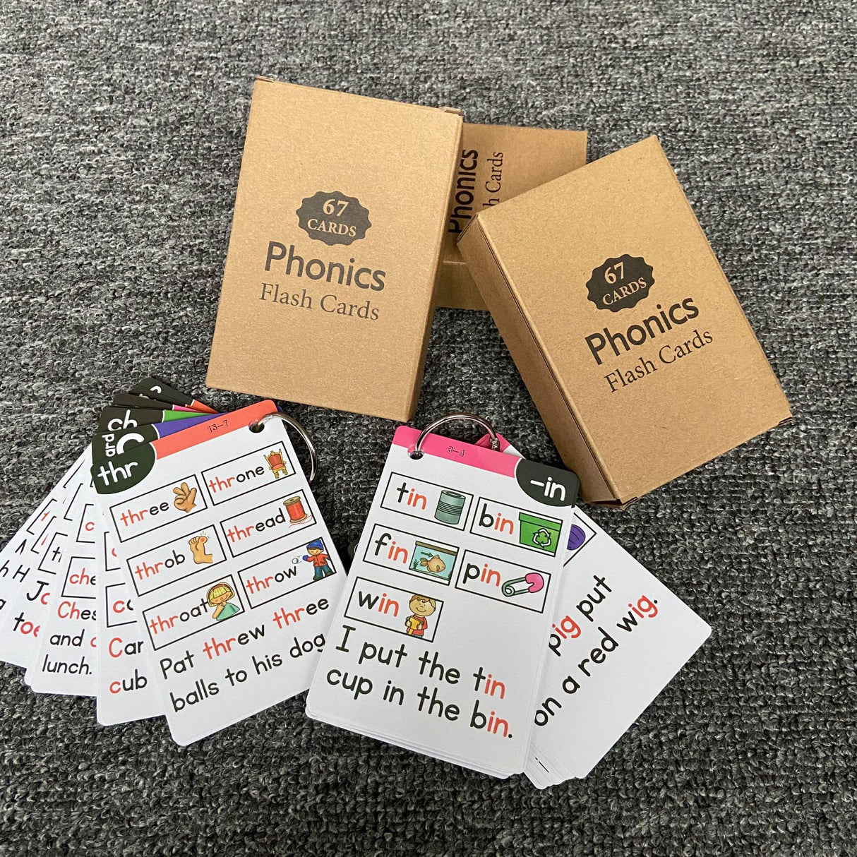 Phonics Flash Cards Full Set 67cards with two-sided print