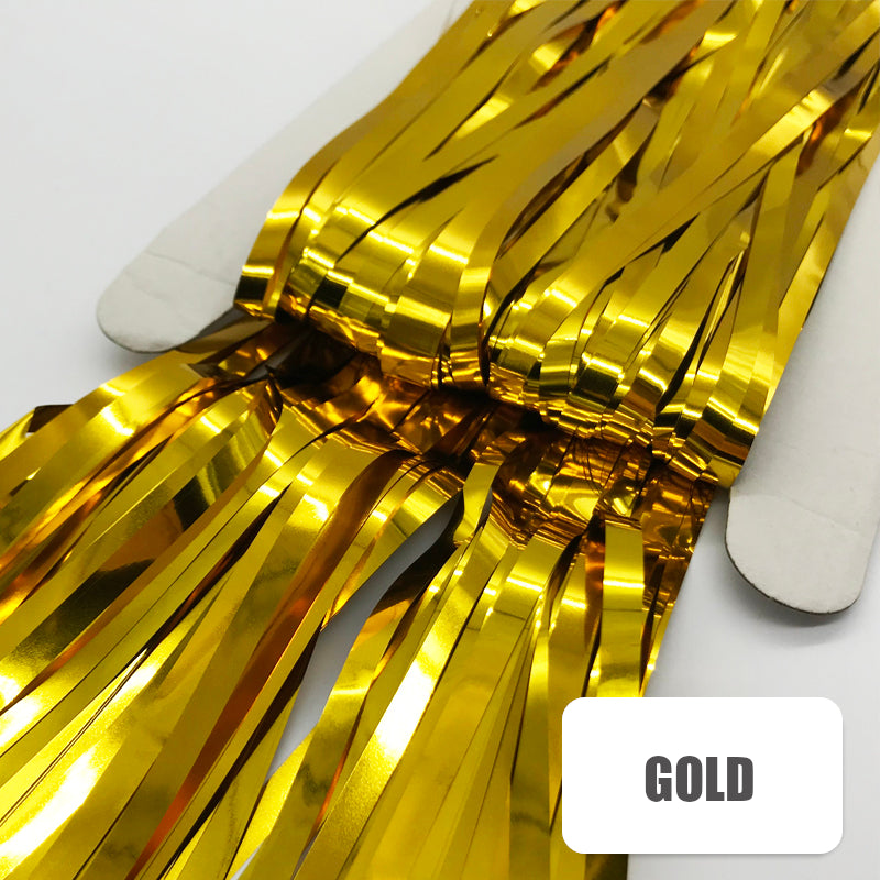 Glossy Tinsel Curtain - Gold
