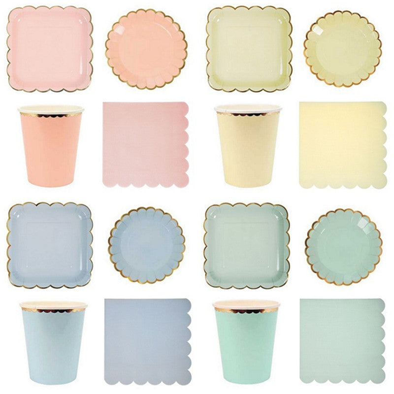 Disposable plates, cups, fork & spoons for parties - Candy Pastel Colour