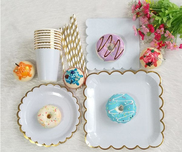 Disposable plates, cups, fork & spoons for parties - Candy Pastel Colour