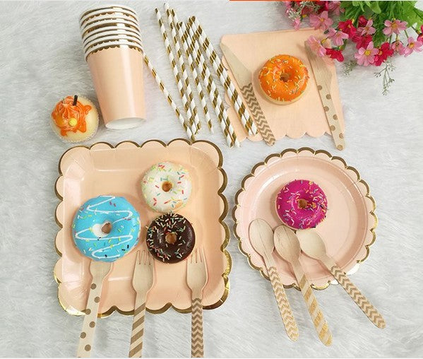 Disposable plates, cups, fork & spoons for parties - Candy Pastel Colour