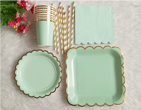 Disposable plates, cups, fork & spoons for parties - Candy Pastel Colour