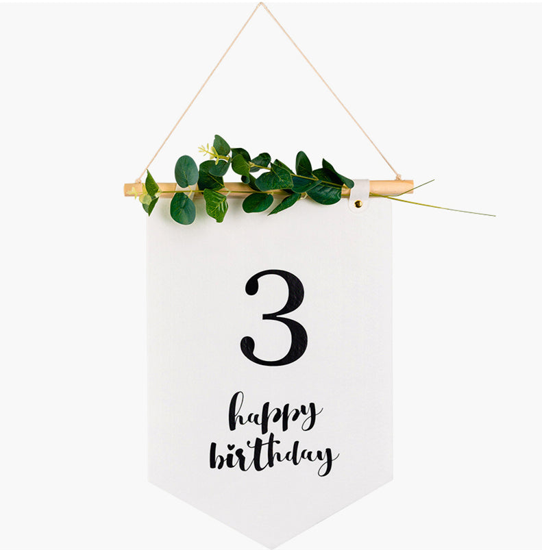 Minimalist Felt Banner with artificial leaf