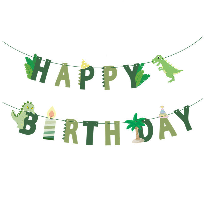 Dinosaur Themed Happy Birthday Banner