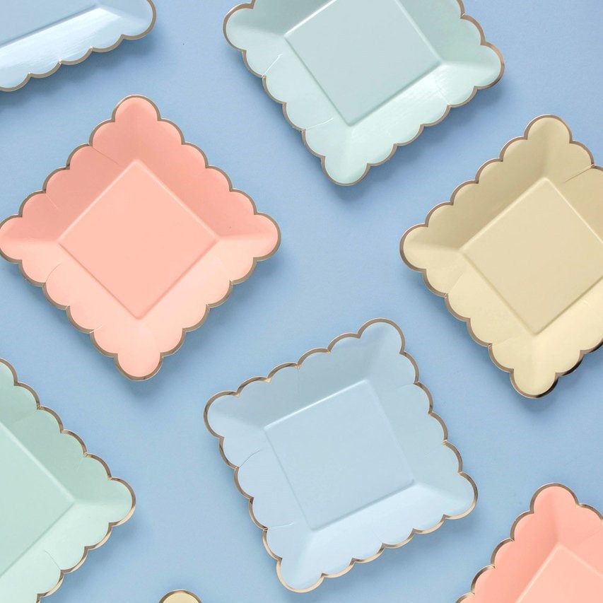 Disposable plates, cups, fork & spoons for parties - Candy Pastel Colour