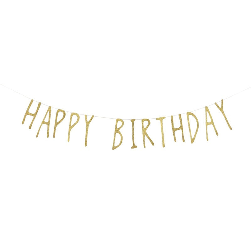 Gold Glitter Happy birthday Banner