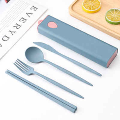 New Edition Wheat Material Simple Cutlery Set with Color Box
