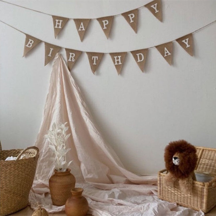 Linen Triangle Birthday Banner