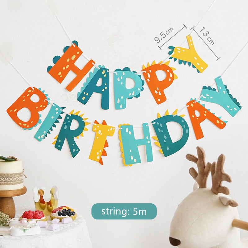 Colourful Dinosaur Happy Birthday Banner