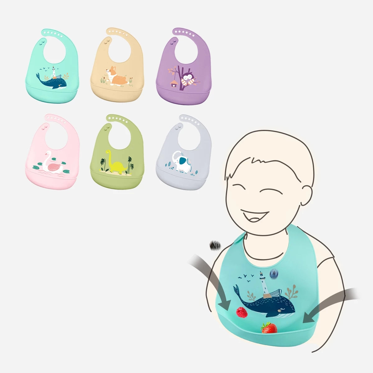 Baby eating Bib foldable silicon bib feeding