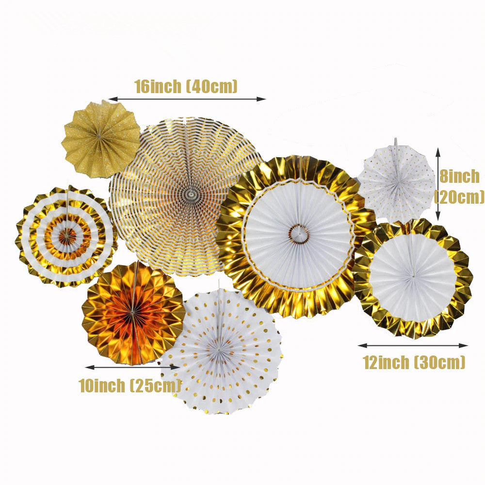 8pcs Party Fan Set for birthday party wedding event decoration