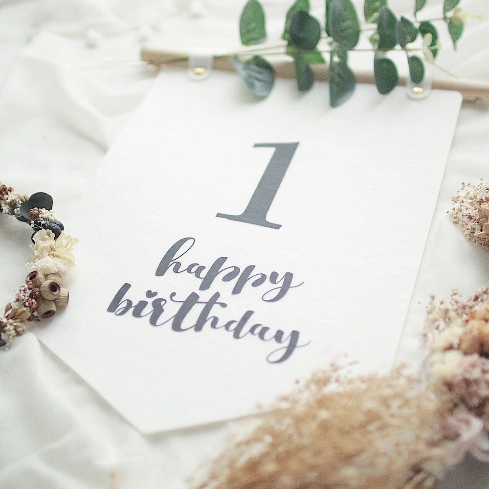 Minimalist Felt Banner with artificial leaf