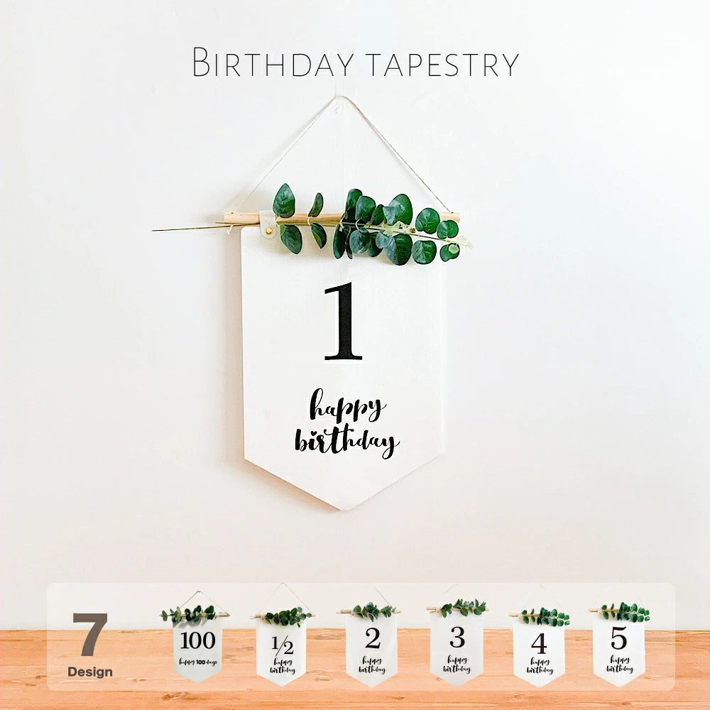 Minimalist Felt Banner with artificial leaf