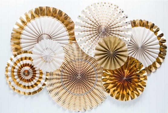 8pcs Party Fan Set - Gold