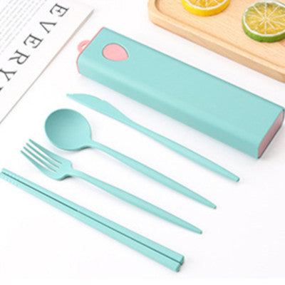 New Edition Wheat Material Simple Cutlery Set with Color Box
