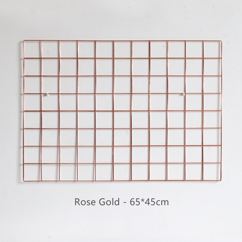 Metal Grid Photo Wall Wire Mesh Board Grill - Rose Gold