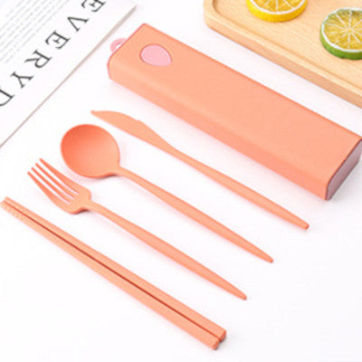 New Edition Wheat Material Simple Cutlery Set with Color Box