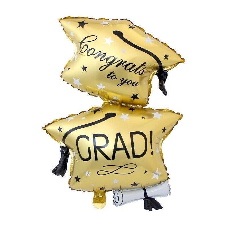 Congrats Grad Star Graduation Foil Balloon - Gold