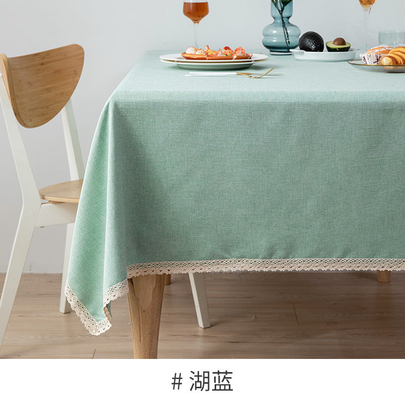 Japanese Style Cotton Linen Table Cloth - Lake Blue