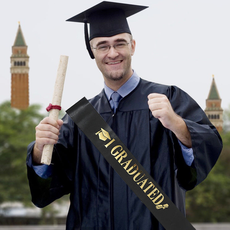 Graduation Sash (Black/Blue/White/Rose Gold)