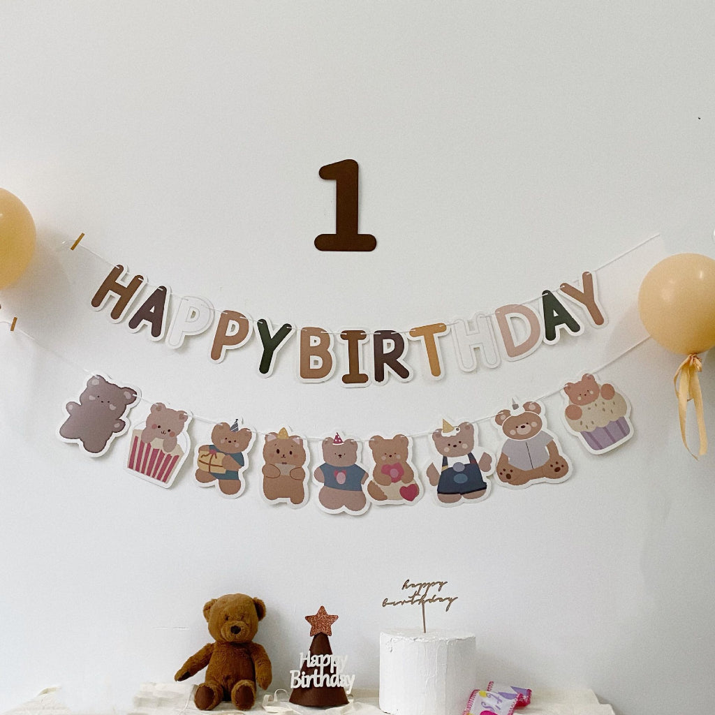 Happy Birthday Bear Card Bunting Banner