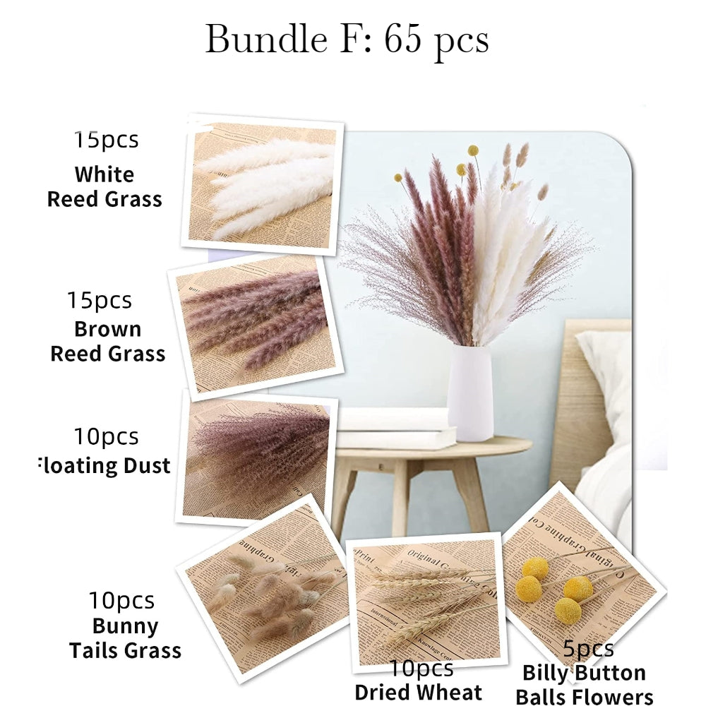 Mini Dried Pampas Bunny Tails Palm Leaf Flower Reed Bouquet