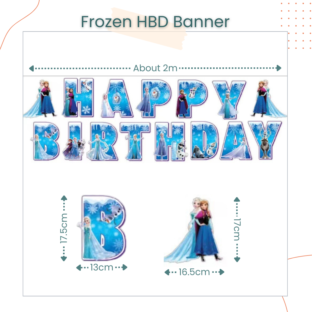 Frozen Elsa Anna Happy Birthday Banner