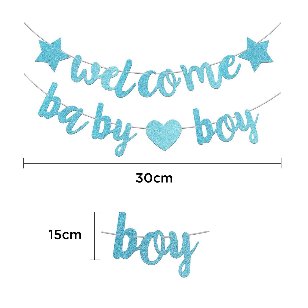 Welcome Baby Boy Banner - Blue