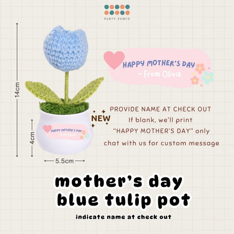 Crochet Sunflower Pot Tulip Pot Mother's Day Teachers Day Card Ribbon PVC Gift Bag