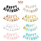 Glossy Iridescent Happy Birthday Banner